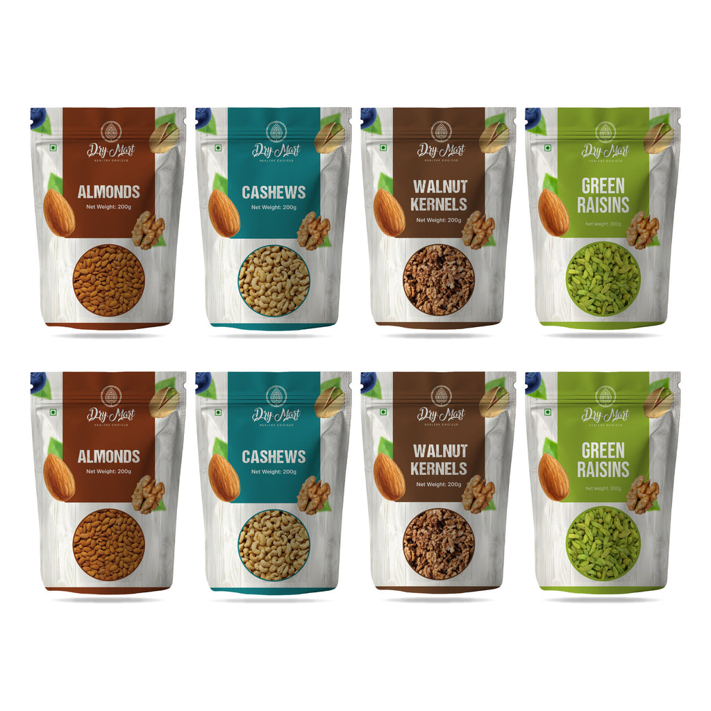 Almond + Cashew + Walnut Kernels + Green Raisins