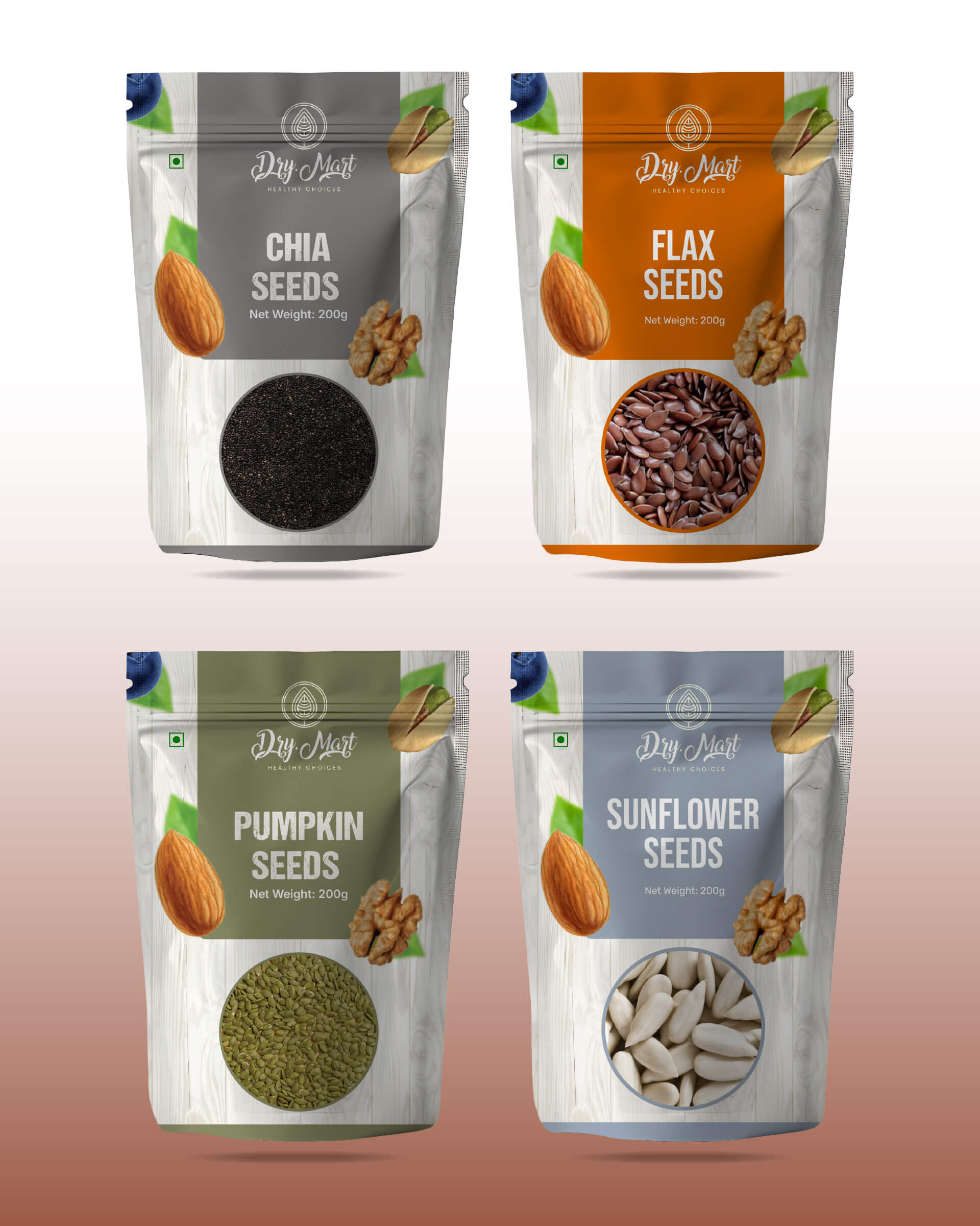 Chia Seeds + Flax Seeds + Pumpkin Seeds + Sunflower Seeds